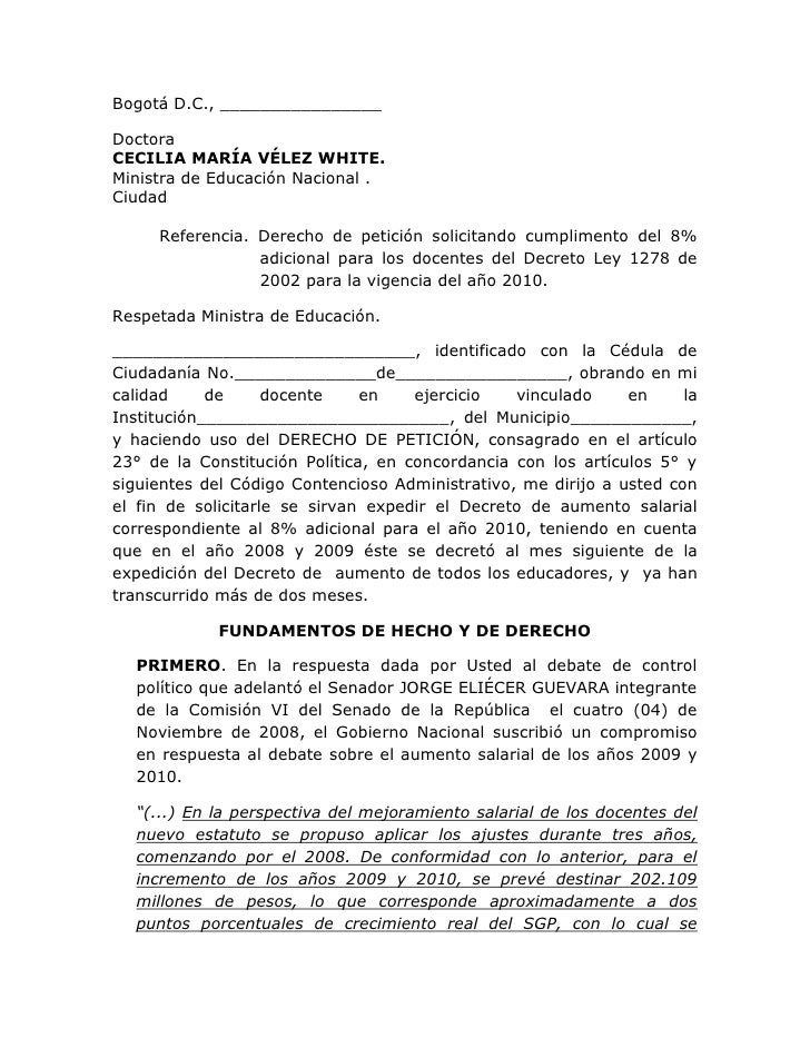 Derecho de peticion para el 1278