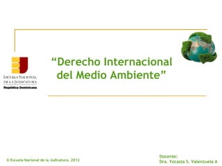 “Derecho Internacional
                         del Medio Ambiente”




                                            Docente:
© Escuela Nacional de la Judicatura, 2012   Dra. Yocasta S. Valenzuela A
 