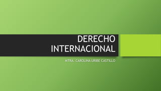 DERECHO
INTERNACIONAL
MTRA. CAROLINA URIBE CASTILLO
 