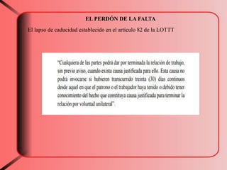 EL PERDÓN DE LA FALTA
El lapso de caducidad establecido en el artículo 82 de la LOTTT
 