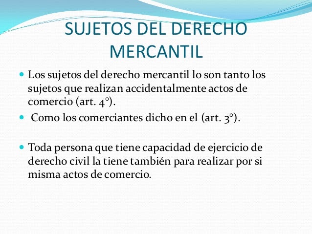 Derecho mercantil sujetos