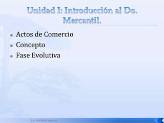 Lic. ROSSANA PalaciosClases de FuentesUsos …...…..Estos se  generan a través de un uso indivual o particular de una región.Según El Arto. 2 CC: Son Código de Comercio, Código Civil y Costumbres MercantilesArto 3 CC.  Establece que Costumbres  se consideran fuentes del Derecho Mercantil.La Principal fuente del Derecho Mercantil es el Código de Comercio.