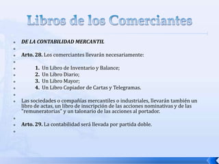 Lic. ROSSANA PalaciosRequisitos para ser Comerciante.Tener capacidad jurídica de ejercicio Ejercer de forma cotidiana los actos reputados de comercio Tener al comercio como ocupación ordinaria Llenar los requisitos administrativos y legales para el ejercicio de dicha profesión. Si se a sido quebrado estar rehabilitado legalmente para poder volver a ejercer el comercio No estar en estado de interdicción. En caso de ser extranjero, tener autorización legal expresa para ejercer el comercio. 