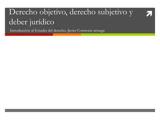 ìDerecho objetivo, derecho subjetivo y
deber jurídico
Introducción al Estudio del derecho. Javier Contreras arreaga
 