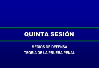104

QUINTA SESIÓN
MEDIOS DE DEFENSA
TEORÍA DE LA PRUEBA PENAL

 
