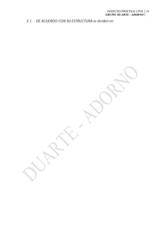 DERECHO PROCESAL CIVIL
GRUPO: DUARTE - ADORNO
54
5.1. DE ACUERDO CON SU ESTRUCTURA se dividen en:
 
