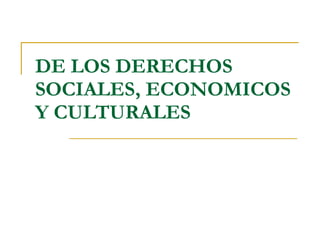 DE LOS DERECHOS SOCIALES, ECONOMICOS Y CULTURALES