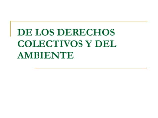 DE LOS DERECHOS COLECTIVOS Y DEL AMBIENTE