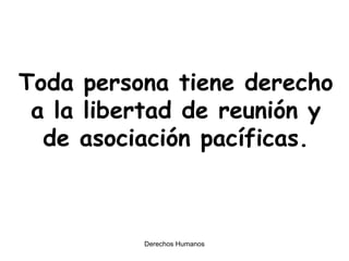 Toda persona tiene derecho a la libertad de reunión y de asociación pacíficas. 