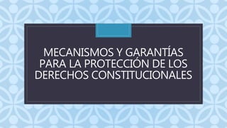 C
MECANISMOS Y GARANTÍAS
PARA LA PROTECCIÓN DE LOS
DERECHOS CONSTITUCIONALES
 