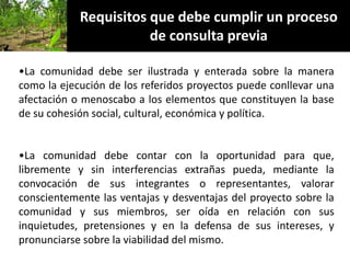 Derechos a la consulta, al consentimiento fundamentado previo y a la participación en beneficios  en el contexto del acceso y uso de los recursos genéticos y del conocimiento tradicional asociado