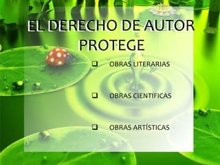 EL DERECHO DE AUTOR PROTEGEEL DERECHO DE AUTOR PROTEGE      OBRAS LITERARIAS