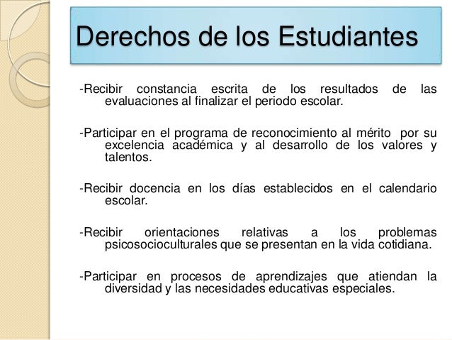 Derechos, Deberes y Régimen Disciplinario de los Estudiantes