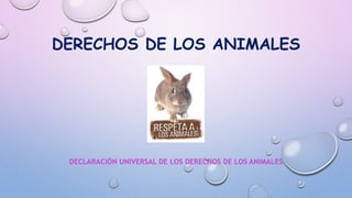 DERECHOS DE LOS ANIMALES
DECLARACIÓN UNIVERSAL DE LOS DERECHOS DE LOS ANIMALES
 
