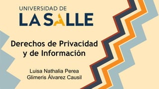 Derechos de Privacidad
y de Información
Luisa Nathalia Perea
Glimeris Álvarez Causil
 