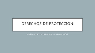 DERECHOS DE PROTECCIÓN
ANÁLISIS DE LOS DERECHOS DE PROTECCIÓN
 