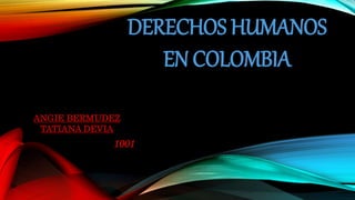 DERECHOS HUMANOS
EN COLOMBIA
ANGIE BERMUDEZ
TATIANA DEVIA
1001
 