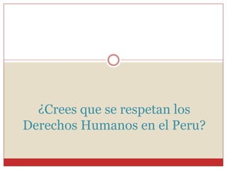 ¿Crees que se respetan los Derechos Humanos en el Peru?