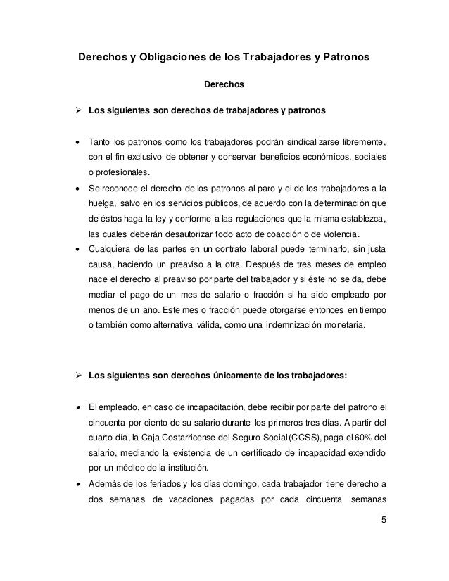 Derechos y obligaciones de los patronos