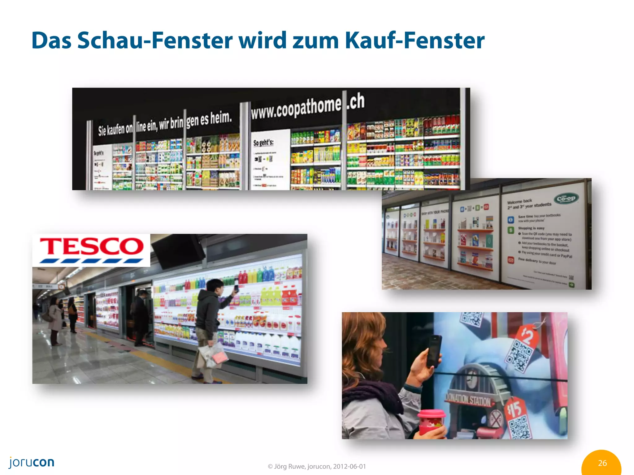 Das Schau-Fenster wird zum Kauf-Fenster




                    © Jörg Ruwe, jorucon, 2012-06-01   26
 