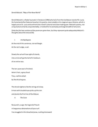 Derek walcott Map Of the New World | DOCX