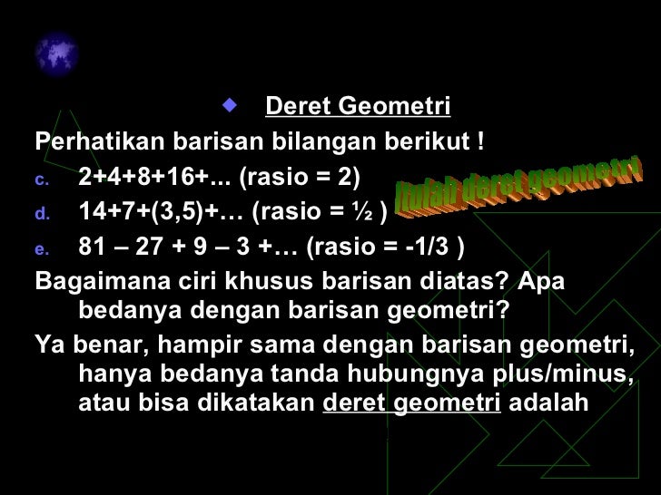Ciri ciri deret geometri