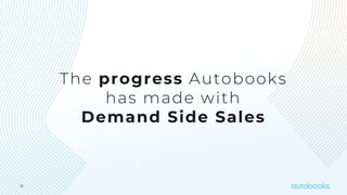 31
The progress Autobooks
has made with
Demand Side Sales
 