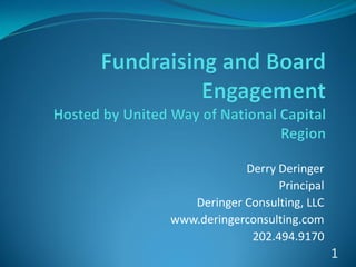 Derry Deringer
Principal
Deringer Consulting, LLC
www.deringerconsulting.com
202.494.9170
1
 
