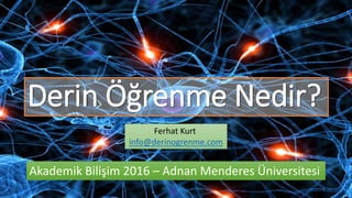 Derin Öğrenme Nedir?
1
Ferhat Kurt
info@derinogrenme.com
Akademik Bilişim 2016 – Adnan Menderes Üniversitesi
 