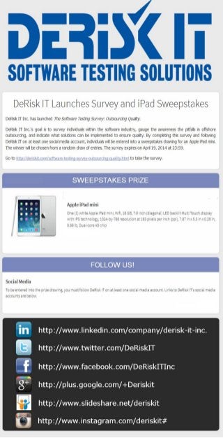 DeRisk IT Survey and iPad Sweepstakes