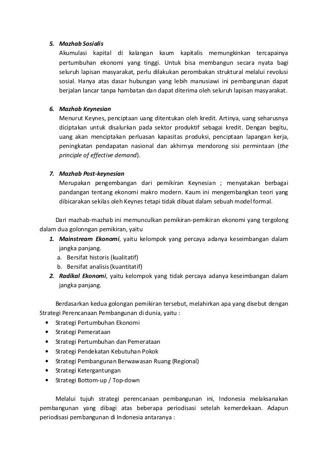 Perkembangan Strategi Perencanaan Pembangunan
