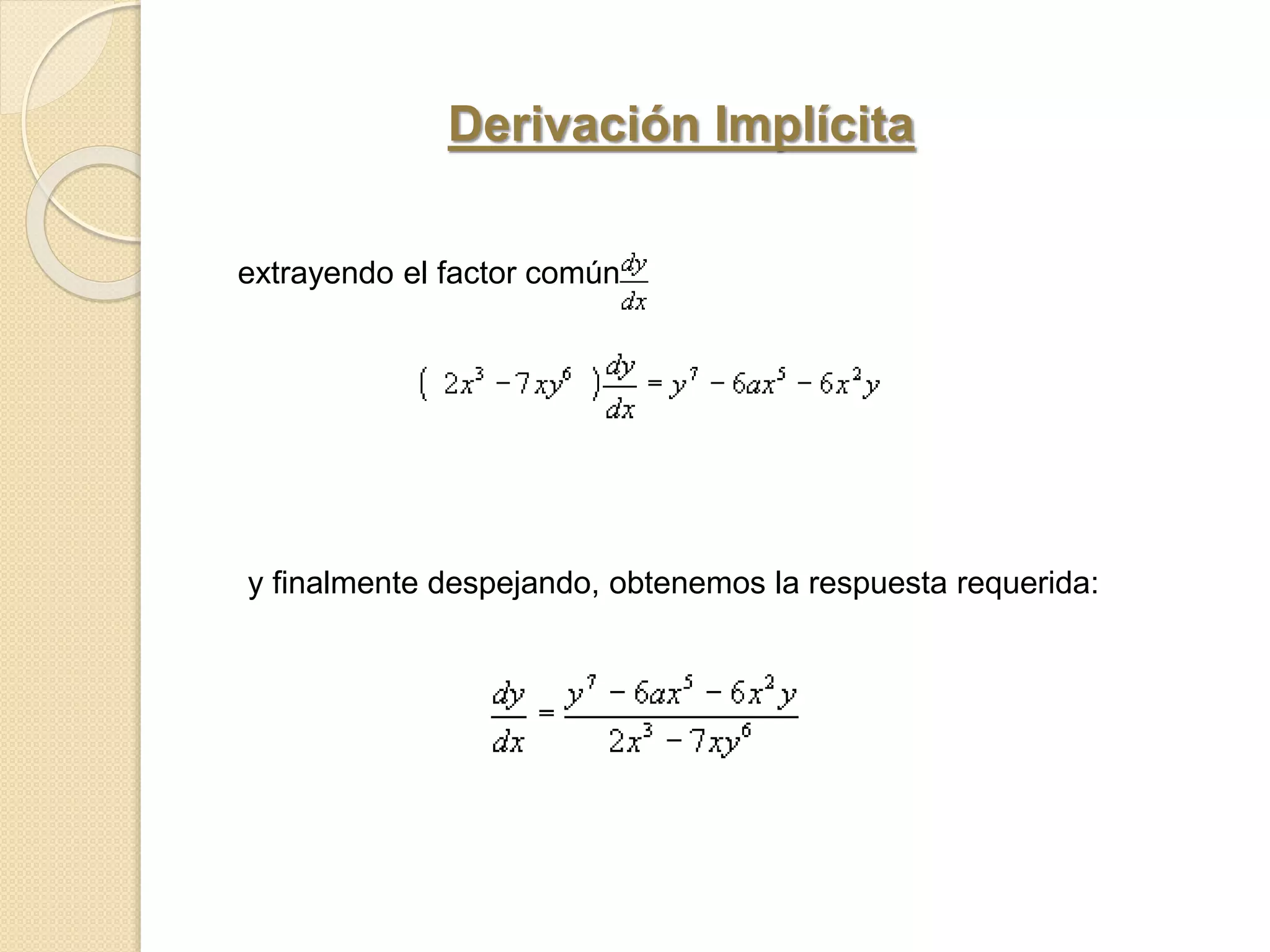Derivacion implicita | PPTX