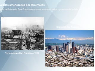 Falla de San Andrés en California Falla transformante de San Andrés Esta falla alcanza los 15 kilómetros de profundidad y tiene aproximadamente 20 millones de años de antigüedad.  Imagen obtenida con sensores de radar 