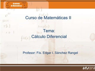 Curso de Matemáticas II Tema: Cálculo Diferencial Profesor: Fís. Edgar I. Sánchez Rangel 