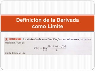 Definición de la Derivada
como Límite
 
