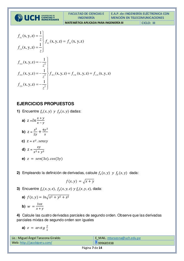Derivadas Parciales Derivadas Parciales