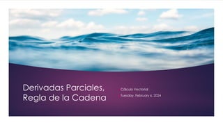 Derivadas Parciales,
Regla de la Cadena
Cálculo Vectorial
Tuesday, February 6, 2024
 