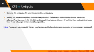 TOC 8 | Derivation, Parse Tree & Ambiguity Check