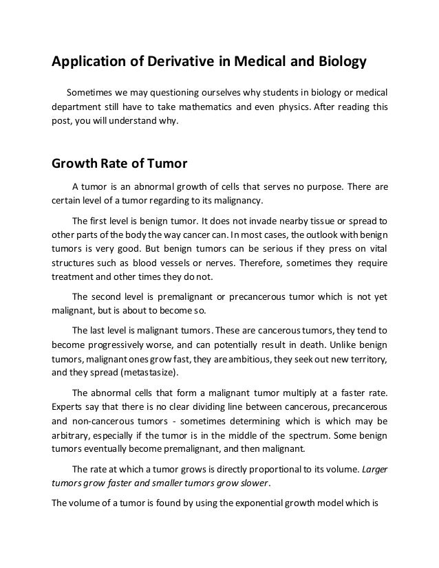 Derivative application in medical and biology