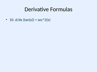 Formulas for derivatives of all functions | PPTX