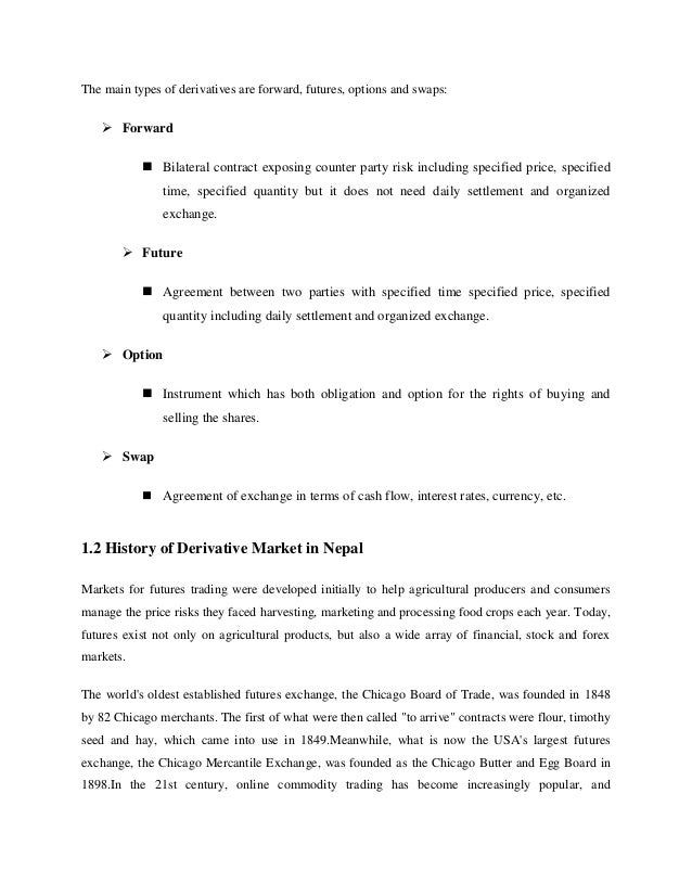 Derivative instruments recently used in forex market