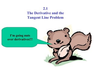 I’m going nuts
over derivatives!!!
2.1
The Derivative and the
Tangent Line Problem
 