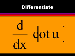 Differentiate



 d
   cot u
dx
 