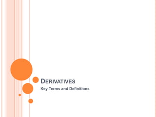 Derivatives Key Terms and Definitions 