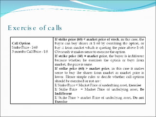 Exercise of calls 