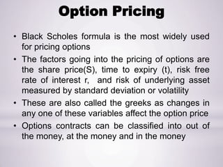 Derivatives- CALL AND PUT OPTIONS | PPTX