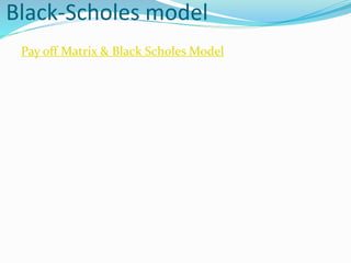 Black-Scholes model
Pay off Matrix & Black Scholes Model
 