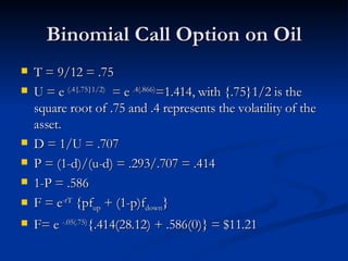 Derivatives Binomial Option Pricing Model Examples | PPT