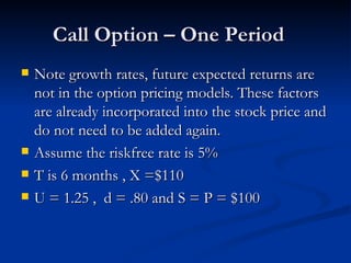 Derivatives Binomial Option Pricing Model Examples | PPT