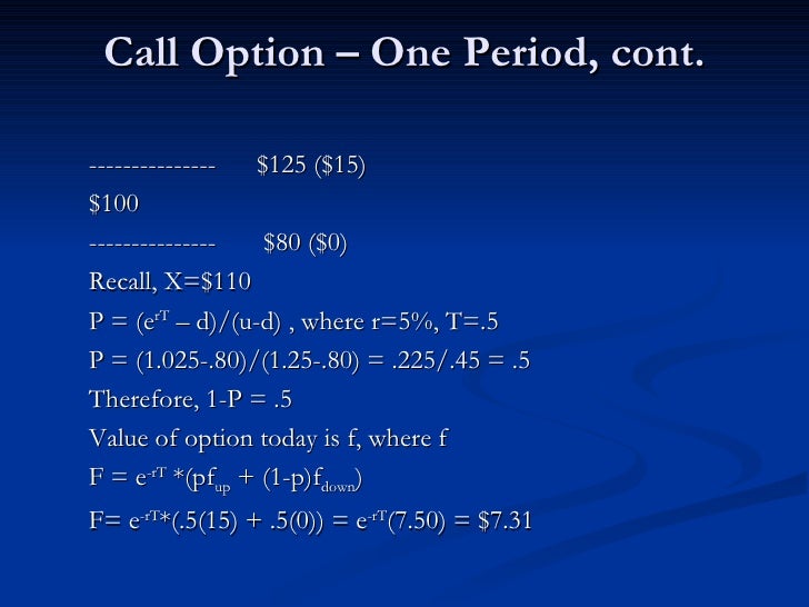 derivatives binomial option pricing model examples call option examples